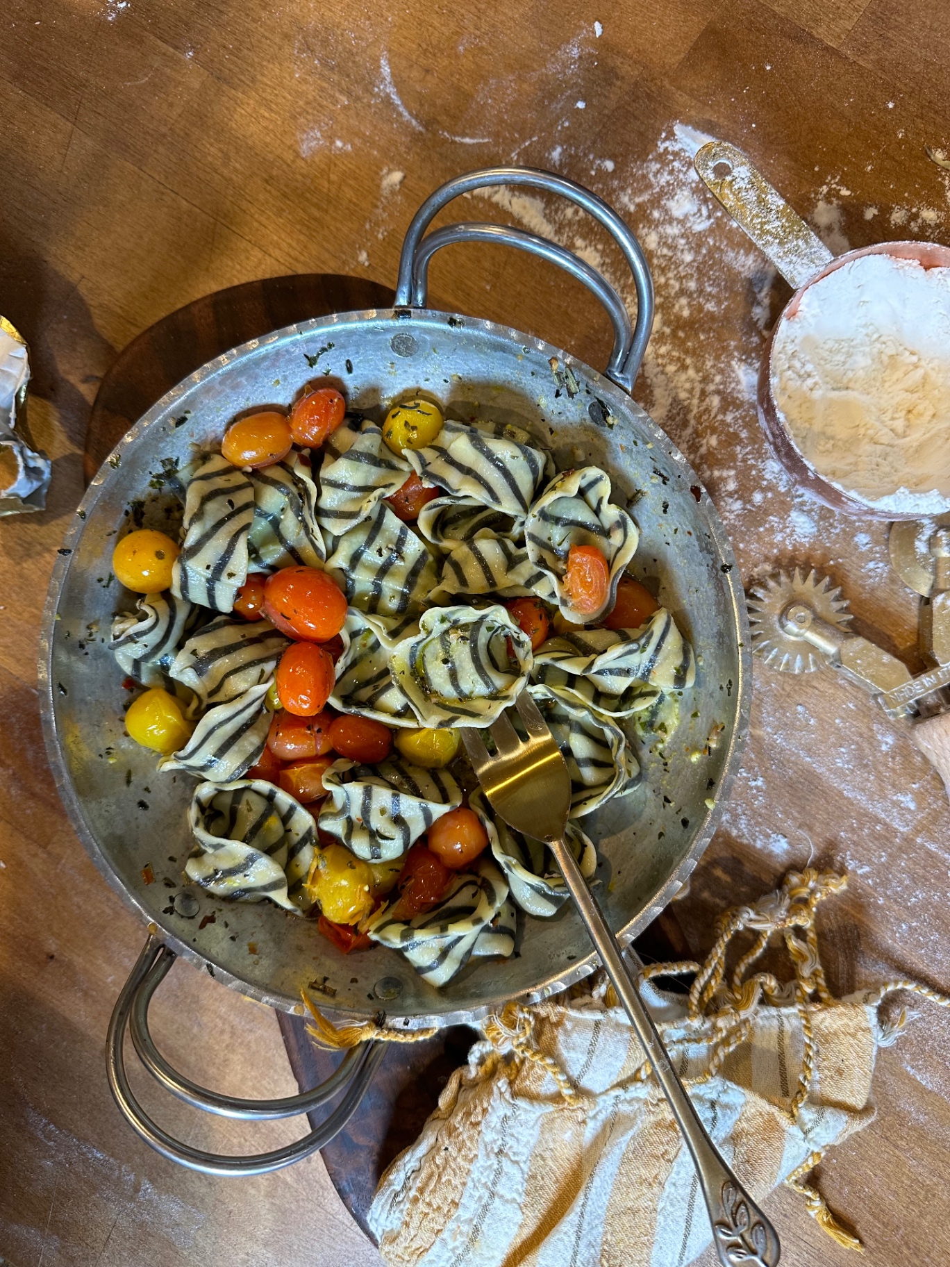 Zebra Fagottini with Blistered Tomatoes