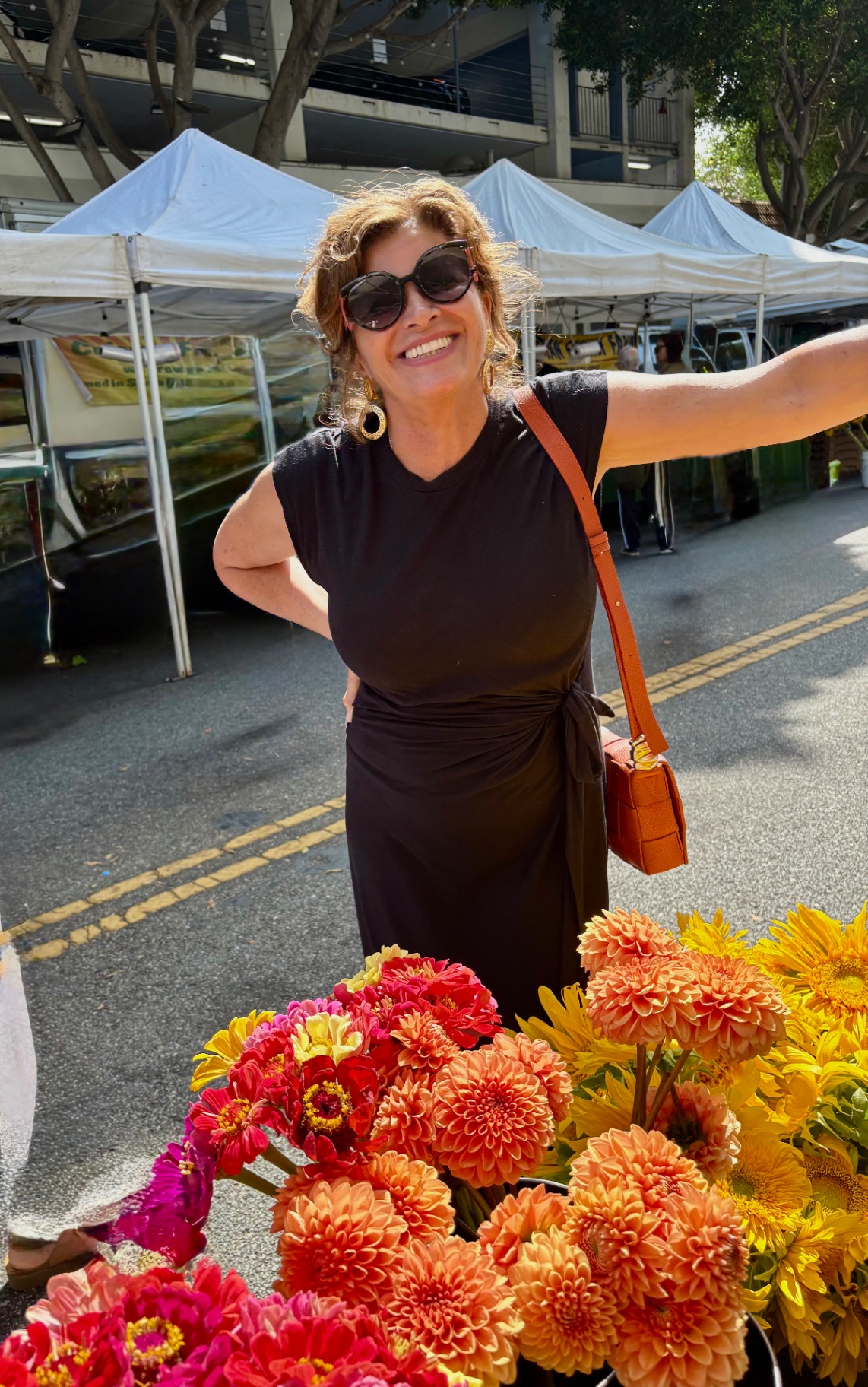 Fiona among market flowers