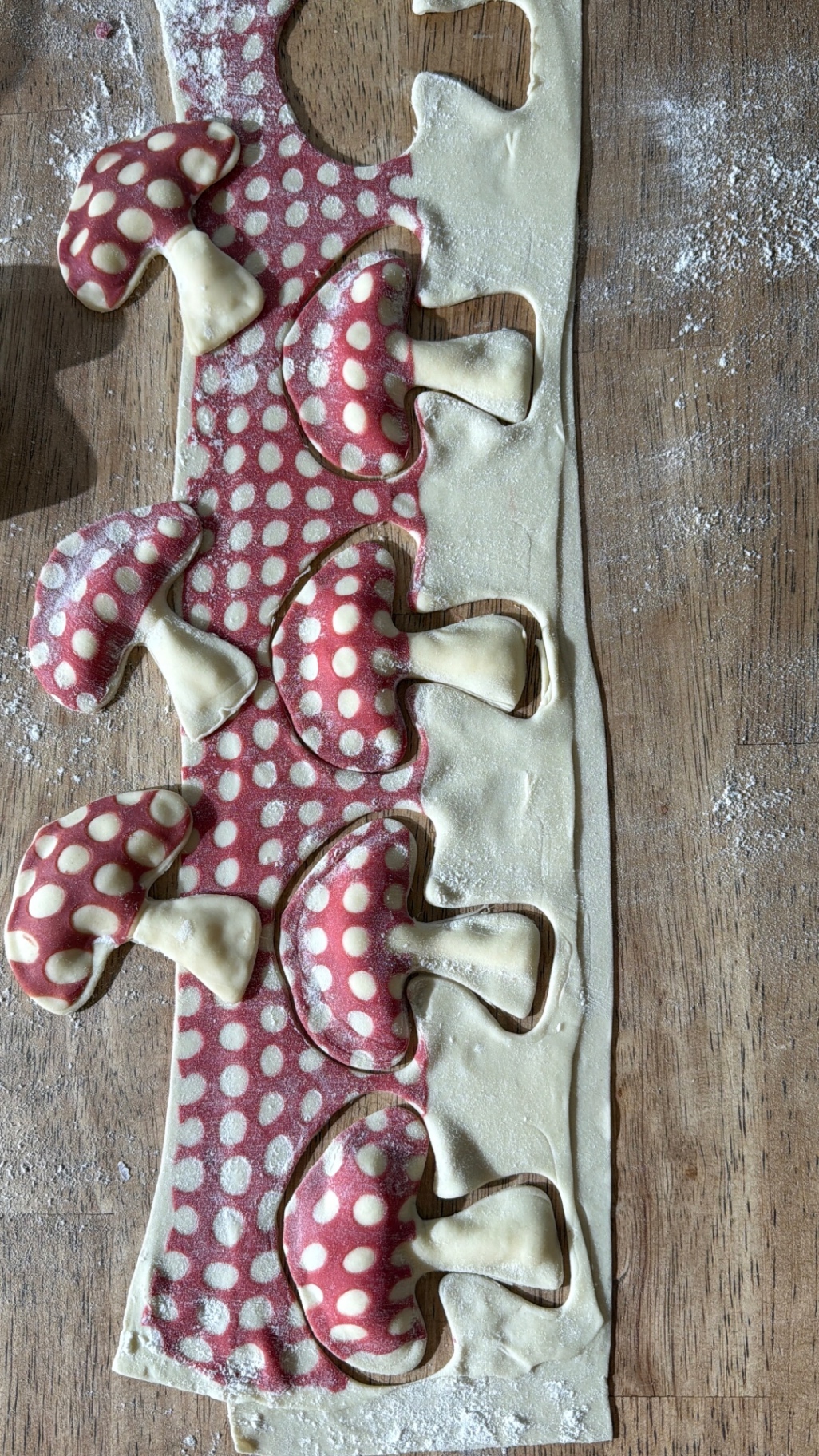 Mushroom ravioli being shaped