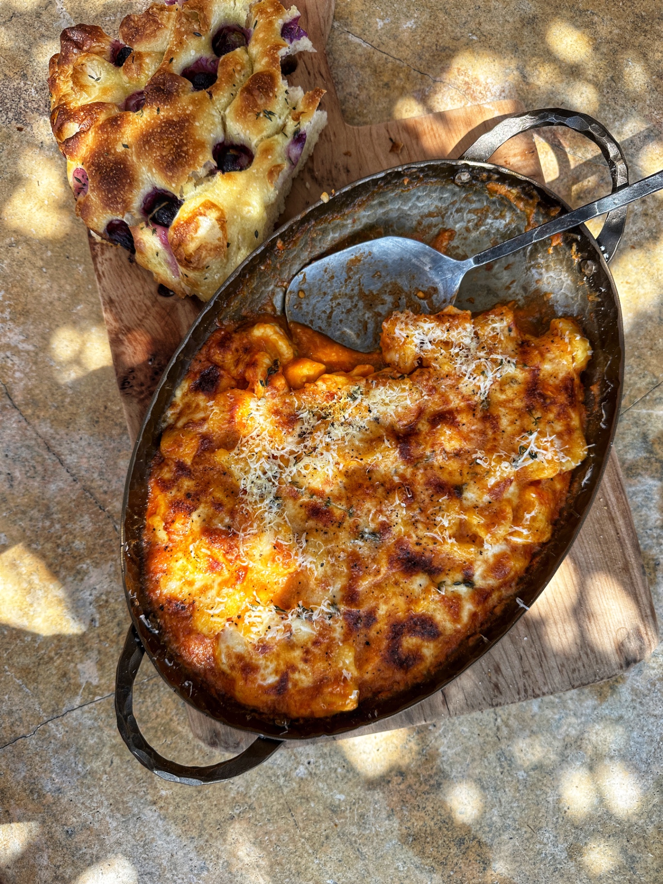 Baked Gnocchi with Cherry Focaccia